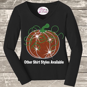 Swirly Pumpkin Halloween Fall RHINESTONE Mega Bling Shirt,  Thanksgiving Dinner Bling, Happy Halloween Bling, Thanksgiving Bling Spangle T