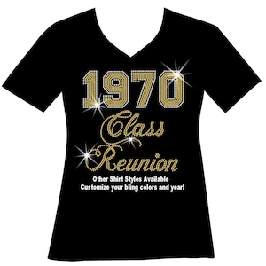 Class Reunion Custom Year and Color RHINESTONE Mega Bling Shirt, Class of pick your year, There is no school like Old School, Reunion Bling