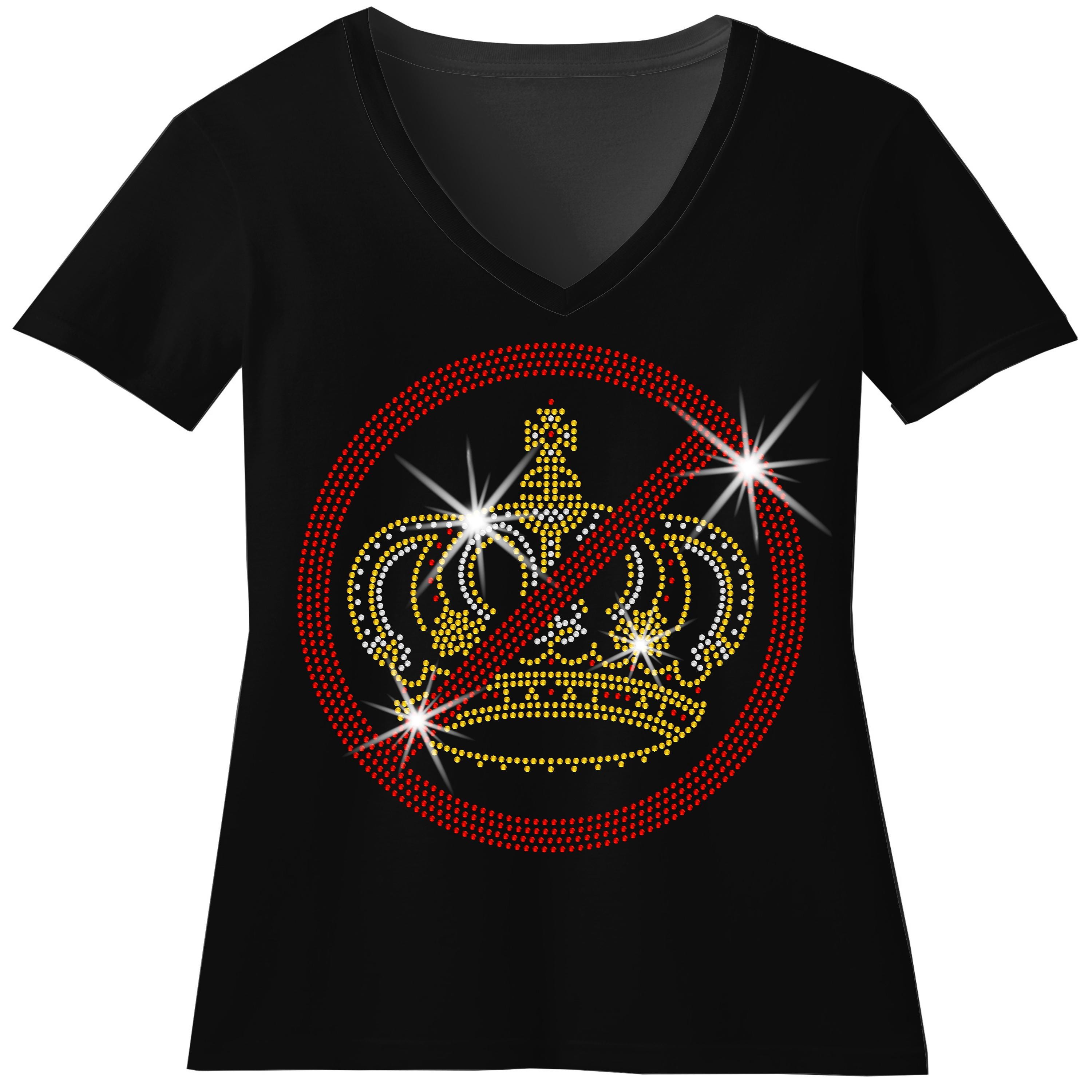 No Kings Crown X Through Rhinestone Bling Shirt Anti Trump Anti