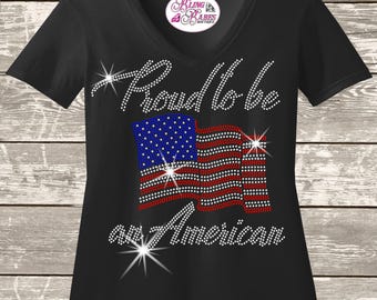 Patriotic Rhinestone Shirt: Red White Blue Sparkle - 4th of July Tee