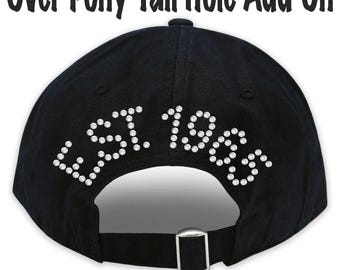 Custom Rhinestone Name and or Number Ponytail Hat 