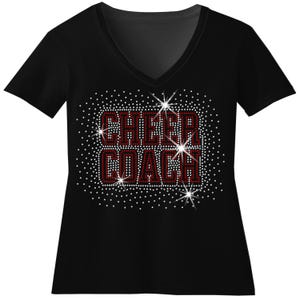 Custom Cheer Coach Varsity Font Firework Rhinestone Bling Shirt Glitter Cheer Coach Competition Sweatshirt Gift Matching Cheer Competition T