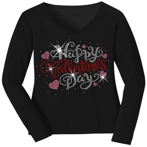 Swirly Cursive Happy Valentines Day RHINESTONE Mega Bling Shirt, Valentines Day Gift, Be My Valentine Teachers Valentines Gift, Love Be Mine