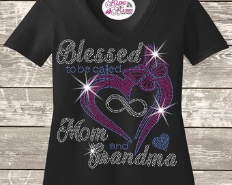 Mother's Day Blessed to be called Mom and Grandma Rhinestone Shirt Gigi Grandma Mama Sparkle Sweatshirt Glam-ma Blessed Mom Grandma Glamma T