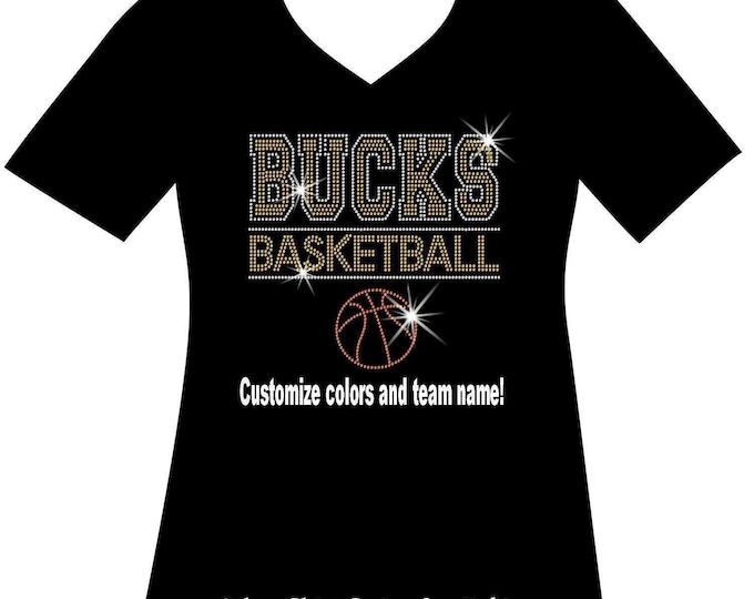 Custom Basketball RHINESTONE Mega Bling Shirt, Custom Team Name and Colors SPANGLE T, Proud Basketball Mom Bling Shirt, Woman's Basketball T