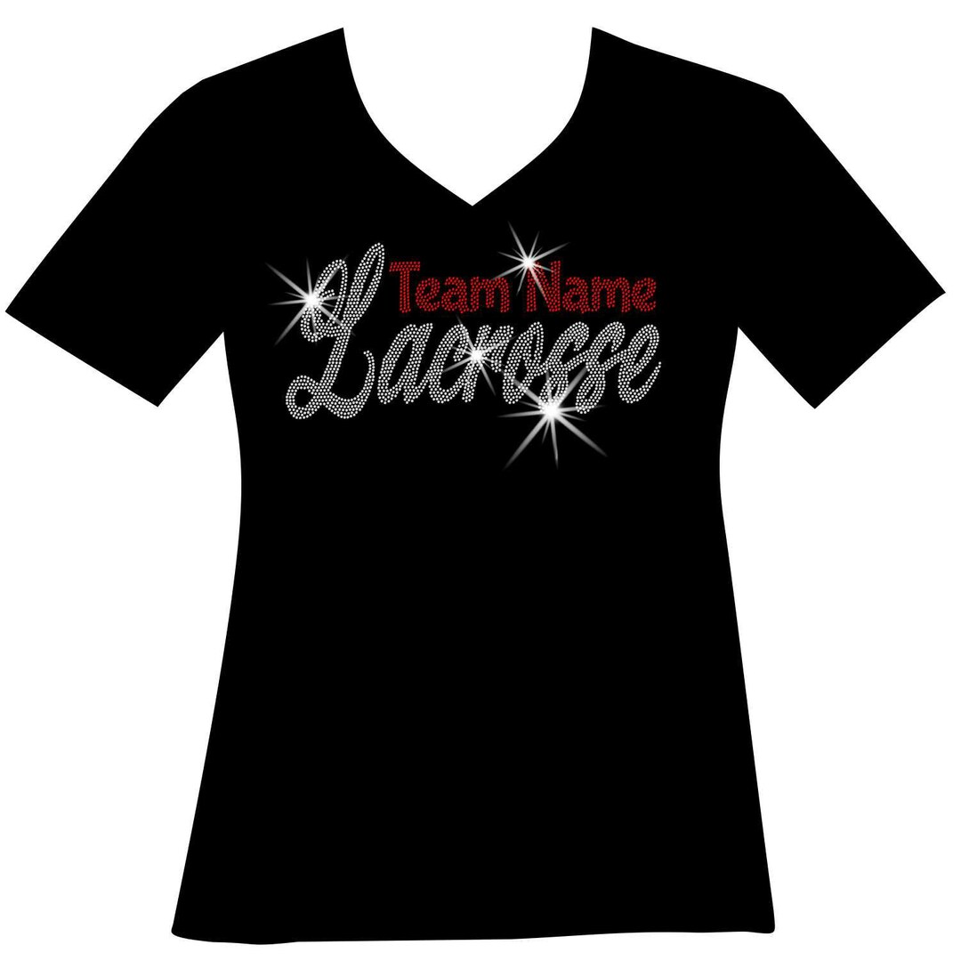 Custom Lacrosse Team Name Bling RHINESTONE Mega Bling Shirt Etsy