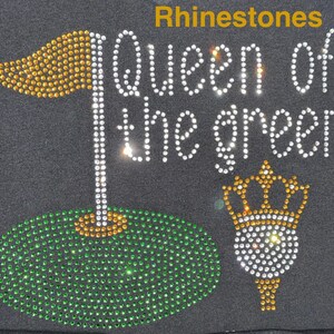 Custom Golf Rhinestone Bling Shirt Queen of the Green Golf Bedazzled Sweater Par than Bar Sequence Top Ladies Golf Shirt Golf Lovers Shirt image 2