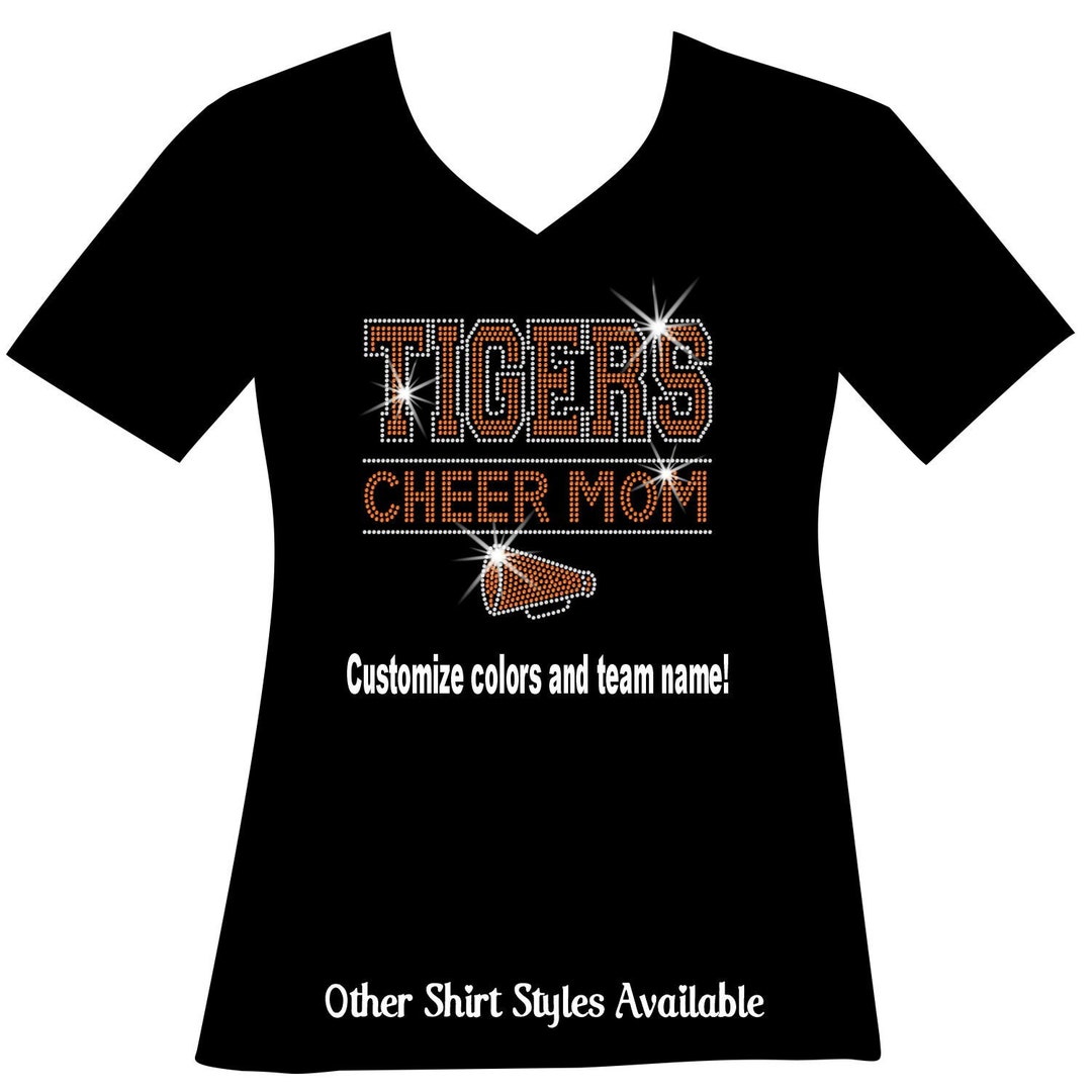 Custom Cheer Mom Megaphone RHINESTONE Mega Bling T, Ladies SPANGLE