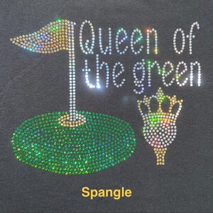 Custom Golf Rhinestone Bling Shirt Queen of the Green Golf Bedazzled Sweater Par than Bar Sequence Top Ladies Golf Shirt Golf Lovers Shirt image 3