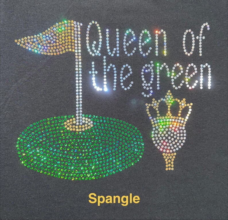 Custom Golf Rhinestone Bling Shirt Queen of the Green Golf Bedazzled Sweater Par than Bar Sequence Top Ladies Golf Shirt Golf Lovers Shirt image 3