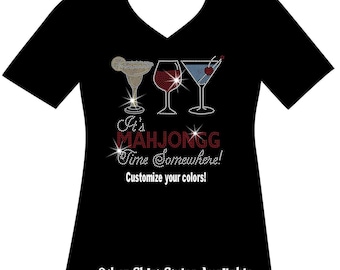 Mahjong Time Rhinestone Shirt: Bedazzled Sparkle Top