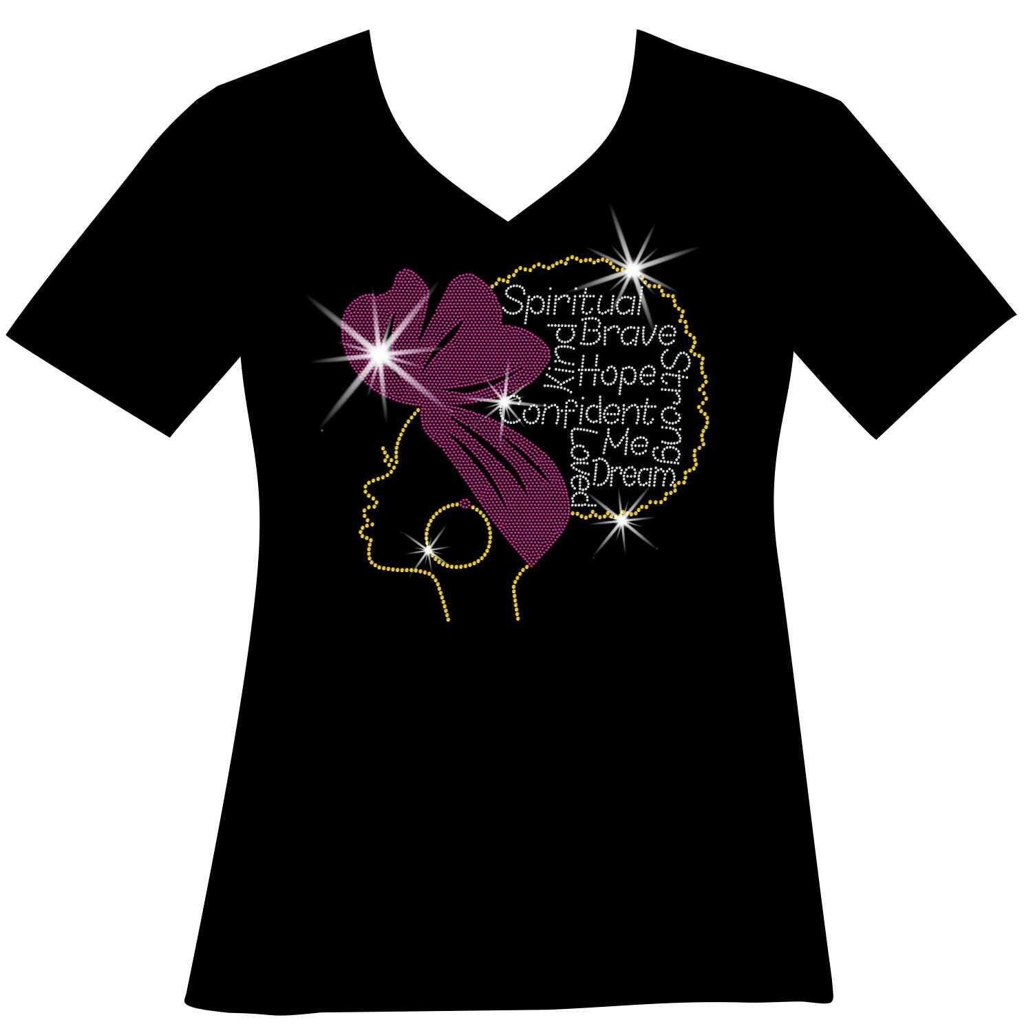 Inspirational Words Beautiful Afro Natural Hair Ladies Rhinestone Mega Bling, Blm Diva Black Queen Beauty