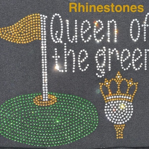 Custom Golf Rhinestone Bling Shirt Queen of the Green Golf Bedazzled Sweater Par than Bar Sequence Top Ladies Golf Shirt Golf Lovers Shirt image 2