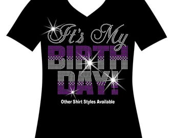 Custom Rhinestone Birthday Shirt, Sparkle Diva Tee