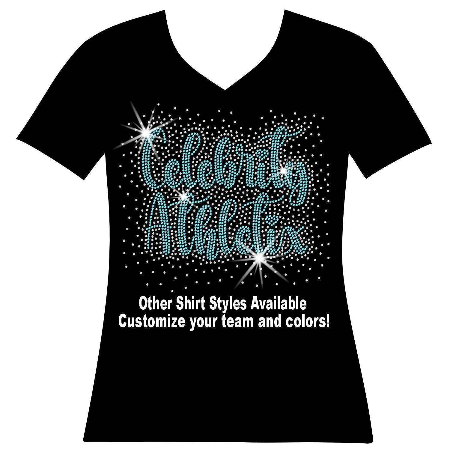 Custom Design Rhinestone Bling Shirt Custom Football Custom Baseball Custom Mom Sports Create Your Shirt Business Logo Cheer Design Birthday
