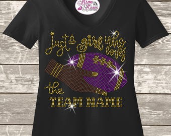 Just a Girl That Loves the [Custom Football Team] Rhinestone Shirt | Black Football Diva Bling Tee | Game Day Sparkle Shirt