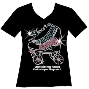 Roller Skate, Roller Derby Roller Skating RHINESTONE Mega Bling, Roller Skate SPANGLE Bling T, Customize your Colors, Roller Skate Bling T