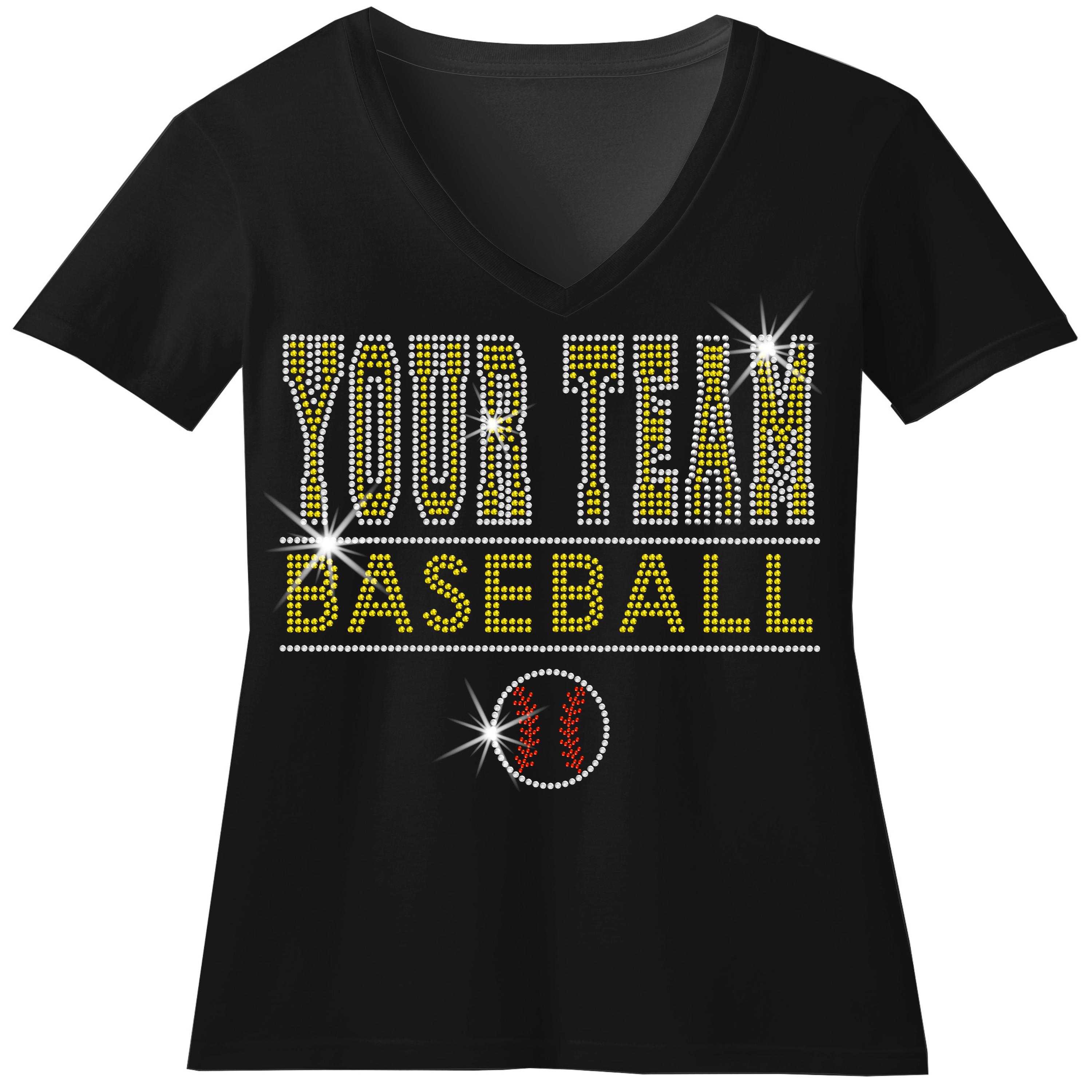 Custom Baseball Team Rhinestone Bling Shirt Matching Sparkle Baseball Mom Bedazzled Sweatshirt Baseball Fan Birthday Game Day Baseball Time