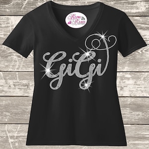 Cursive GiGi Rhinestone Shirt: Sparkly Script for Grandmothers