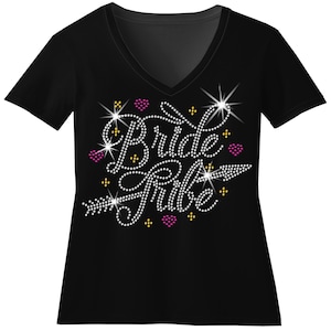 Custom Cursive Bride Tribe Rhinestone Bling Shirt Family Wedding Photos Sparkle Sweatshirt Bachelorette Party Bedazzled Gift Bridal Shoer T