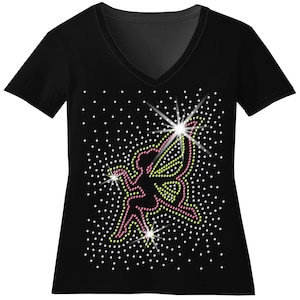 Custom Fairy With Wings Fireworks Rhinestone Birthday Bling Shirt Magical Fairy Lover Bedazzled Cruise Sweatshirt Pixie Dust Sparkle Faerie