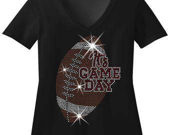 It’s Game Day Rhinestone Shirt • Vertical Football Bling Tee • Sparkly Game Day Top • Football Mom Shirt • Rhinestone Game Day Tee
