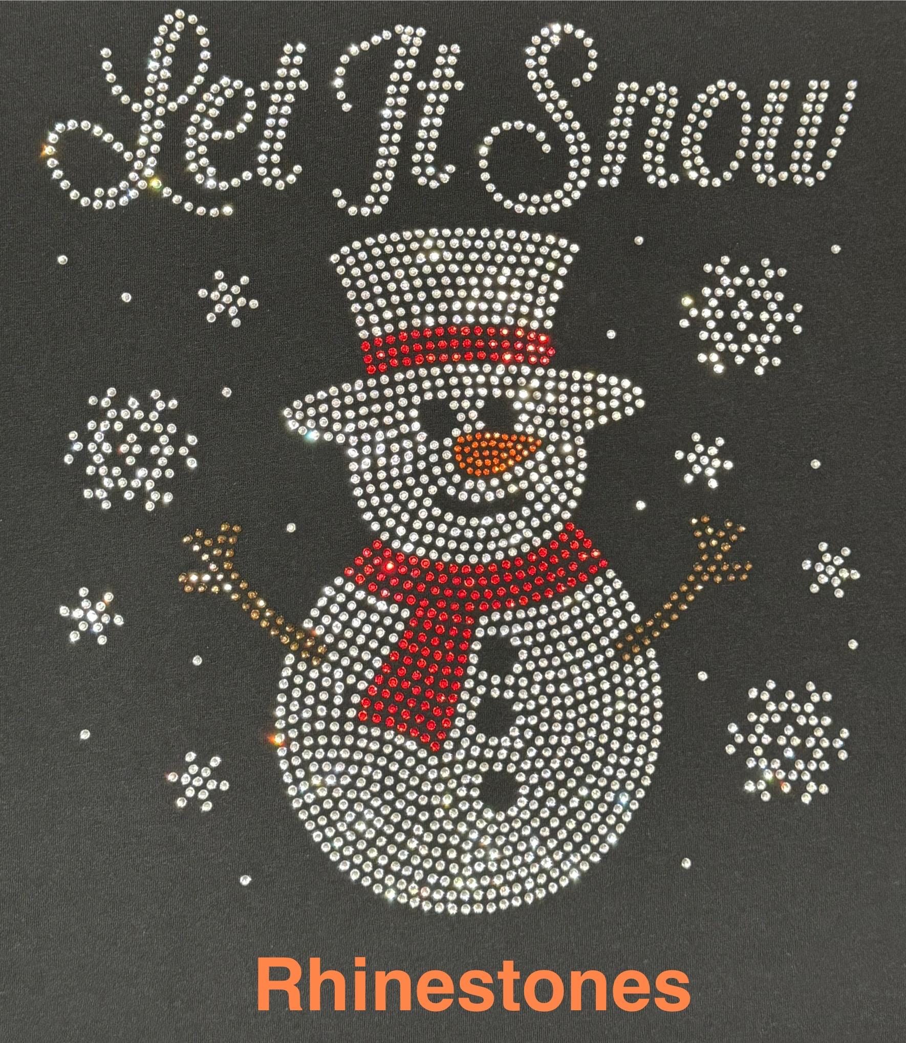 CHRISTMAS Let It Snow RHINESTONE Mega Bling Shirt, Ladies Christmas 24 ...