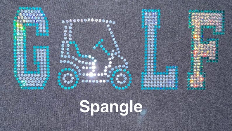 Golf With Golf Cart RHINESTONE Mega Bling Shirt, Ladies Golf Shirt, Golf Tournament Season, Gift for Golfing Girls Teen Golfing Gift, Golfer image 3