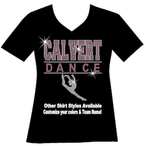 Custom Dance Team Name with Dancer Rhinestone Bling Dance Mom Sparkle Dance Aunt Bedazzled Nationals Top Matching Dance Crew Dance School T