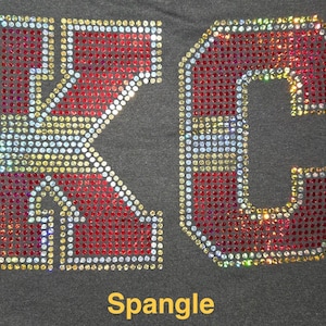 KC Rhinestone Shirt • Football Helmet Stripe KC Tee • Kansas City Game Day Sparkle Shirt • Bling Football Top • KC Fan Apparel image 3