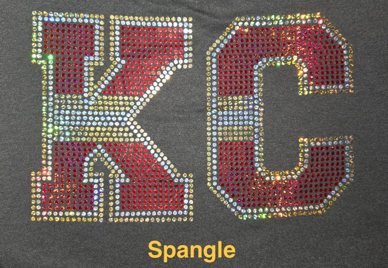 KC Rhinestone Shirt • Football Helmet Stripe KC Tee • Kansas City Game Day Sparkle Shirt • Bling Football Top • KC Fan Apparel image 3