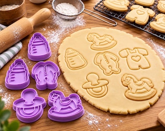 Baby Shower 5 Cookie Cutters Set |Bottle, Pacifier, Onesie, Rocking Horse