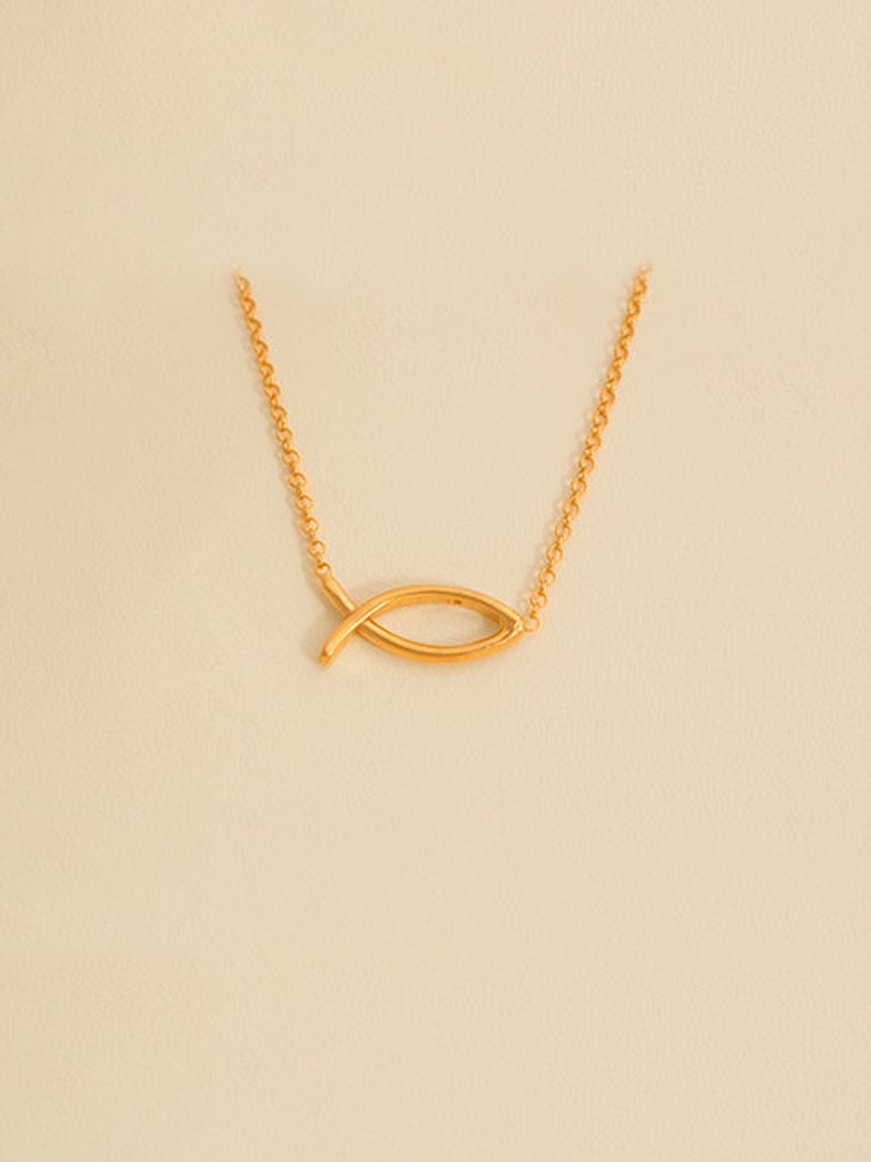 Pisces Necklace Jesus Fish Necklace Ichthys Pendant Dainty Etsy