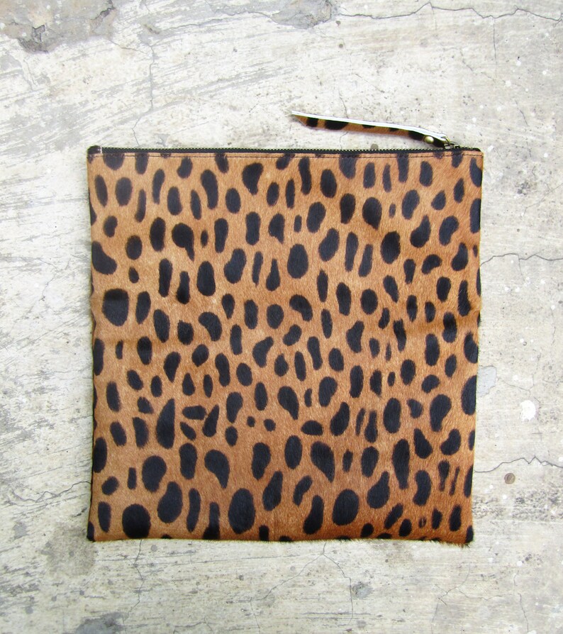 Limited Edition Leopard Print Calf Hair Fold Over Zipper Pouch Etsy