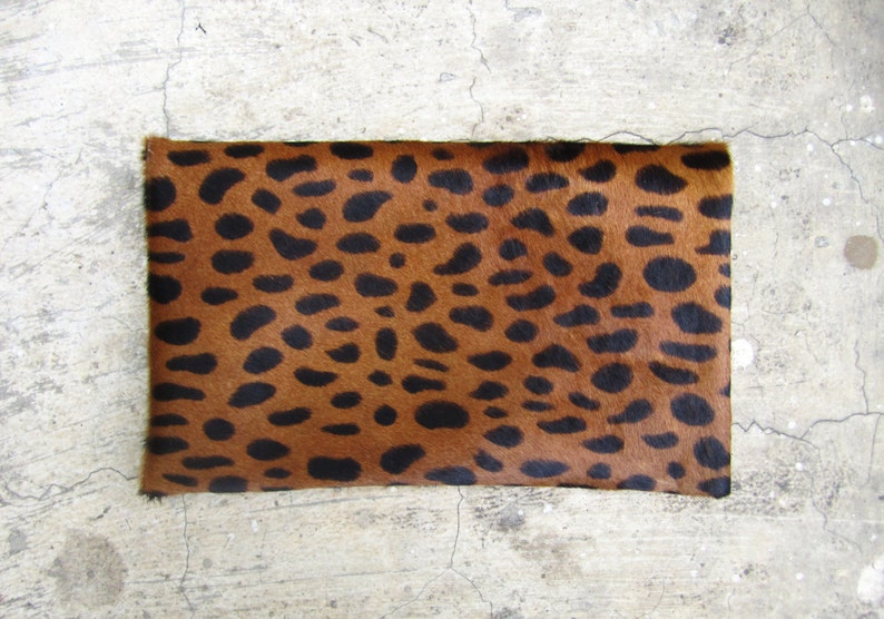 Limited Edition Leopard Print Calf Hair Fold Over Zipper Pouch Etsy