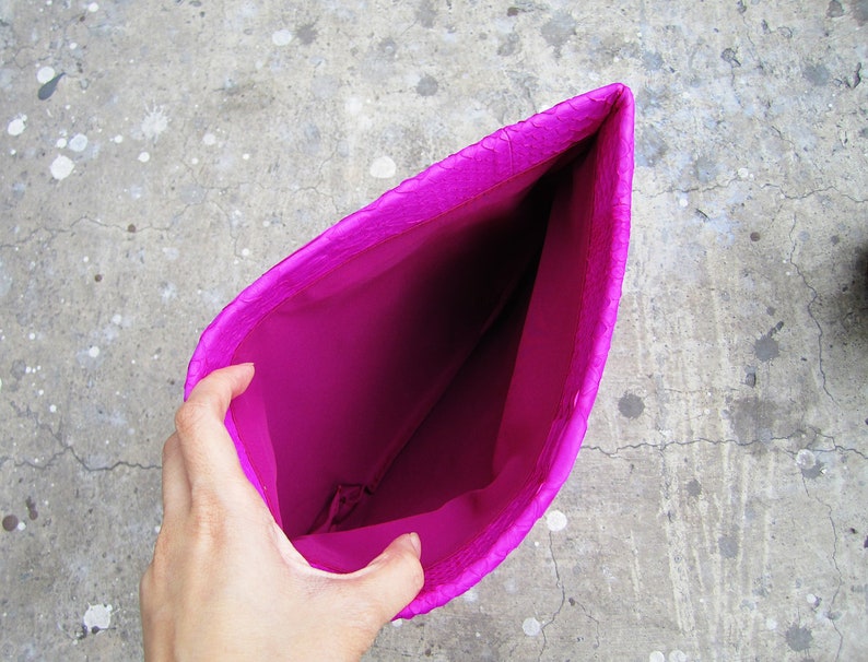 Neon Pink Python Snakeskin Leather Clutch Bag | Etsy