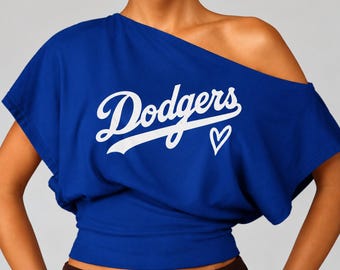 Los Angeles Baseball Off Shoulder Top | Blue or White Game Day Shirt | Women’s LA Baseball Top | Sports Fan Fashion