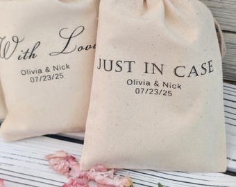 Custom favor bags Just in Case Wedding favor Recovery Kit Cotton Personalized Wedding Favor Bag Thank You Favor Bags Grazie Italy favor bags