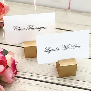 Gold Place Card Holder Wood Cube Place Card Holder Wedding Rustic Gold Wood Square Cube Table Card Holder Silver Cube Place Card Holder