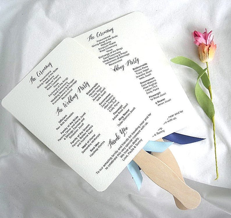 Wedding Program Fans Rustic Wedding Favors One of a Kind Wedding Program Fan Assembled My Wedding Store Countryside Cottage Party Programs