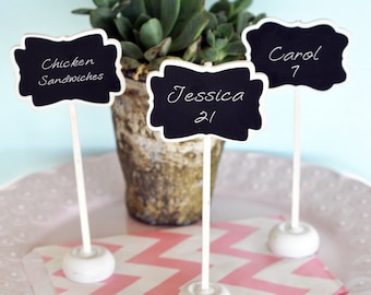 Chalkboard Table Card Frame Stands Mini Menu Food Label Blackboard Elegant White Wood Reusable Vintage Rustic Wedding Primitive