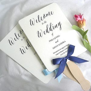 Benutzerdefinierte Hochzeitsprogramm Fans Personalisierte Fotofans Blau Koralle Aqua Blau Minze Grün Paddle Favor Kundenspezifische vollständig montierte Hochzeitsprogramm Fans