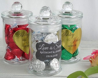 Wedding Favor Jar Candy Favor Jar Personalized Custom Favor Jars Candy Coffee Favors w Custom Labels Personalized Stickers Custom Favor Jars