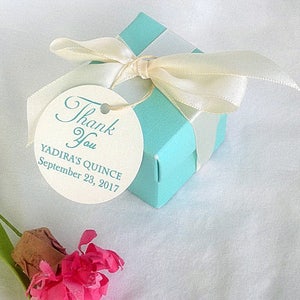 Personalisierte Gunst Box w Custom Tags Hochzeit Gunsten Boxen Türkis Rosa Gold Silber Marine Danke gefälligkeiten Quinceanera Braut Dusche Hochzeit