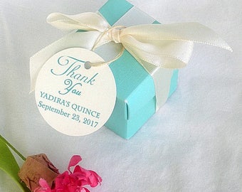 Custom Favor Boxes Wedding Favor Boxes Personalized Favor Boxes Pink Gold Turquoise Silver Favor Box Quinceanera Wedding Shower w Custom Tag