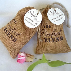 Thank You Favors Burlap Bags | Coffee Favor Bags The Perfect Blend | Thank You Favors | Tea Favor Bags | Cus