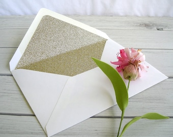Buste Glitter oro Ivory Glitter rivestito abito invitano il matrimonio Blush custom Wedding Envelope A7 Mint Wedding Envelope Glitter Liner
