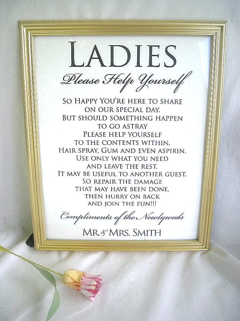 Personalized Wedding Sign Bathroom Reception Bathroom Sign Etsy