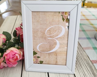 Table Number Cards Wedding Table Cards Frames White Picture Frames Rustic Table Cards Vintage Shabby Chic Custom Table Cards Frames