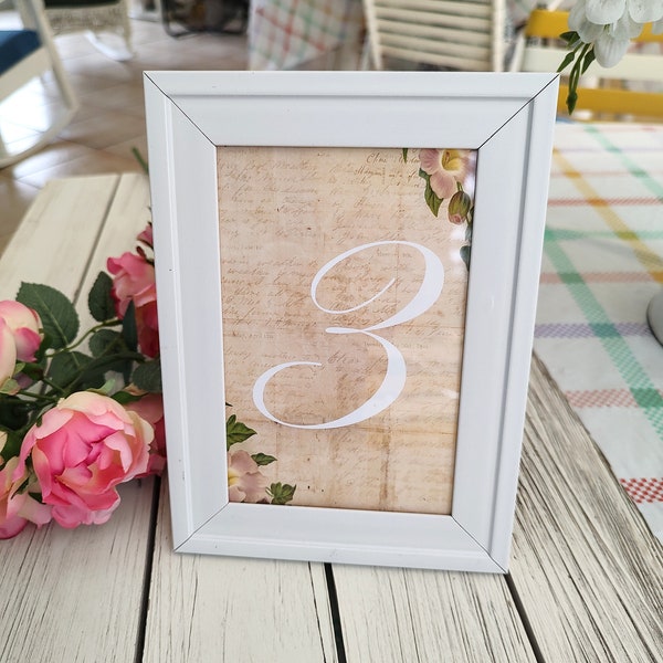 Table Number Cards Wedding Table Cards Frames White Picture Frames Rustic Table Cards Vintage Shabby Chic Custom Table Cards Frames
